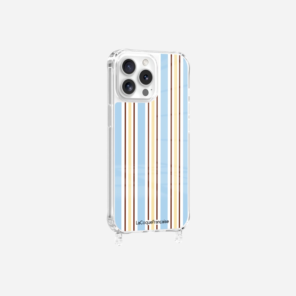 Coque Anneaux Imprimee Rayure Bleue