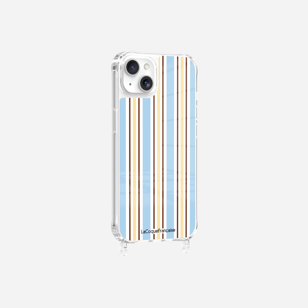 Coque Anneaux Imprimee Rayure Bleue