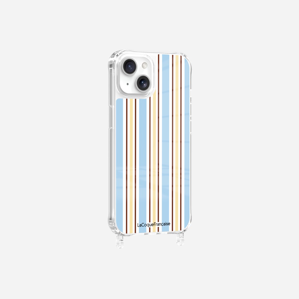 Coque Anneaux Imprimee Rayure Bleue