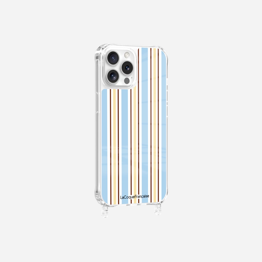 Coque Anneaux Imprimee Rayure Bleue