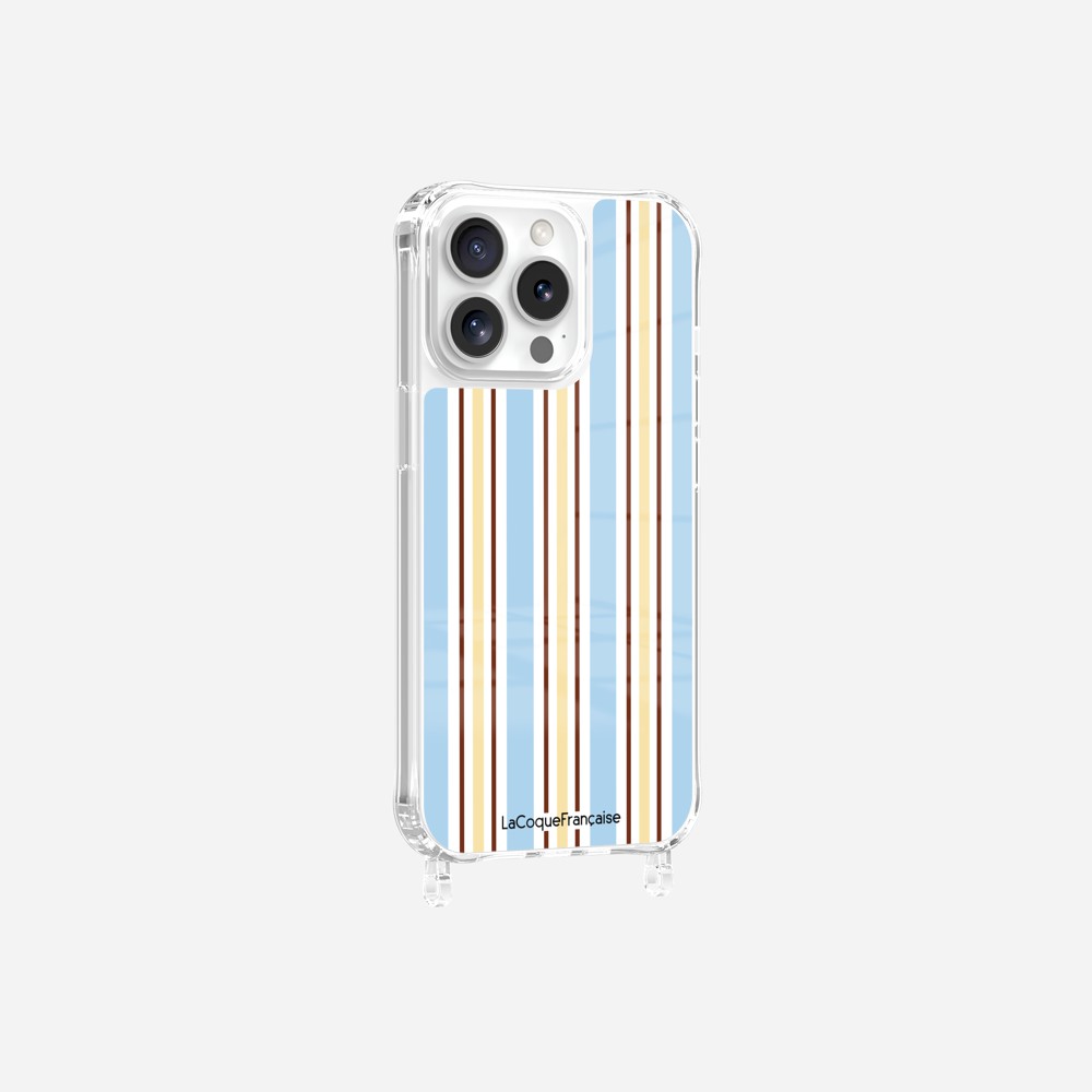 Coque Anneaux Imprimee Rayure Bleue