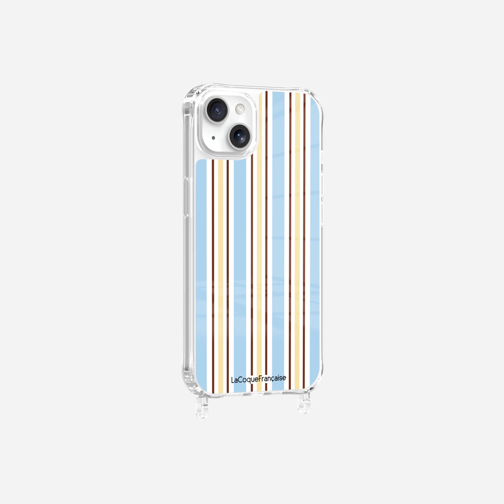 Coque Anneaux Imprimee Rayure Bleue