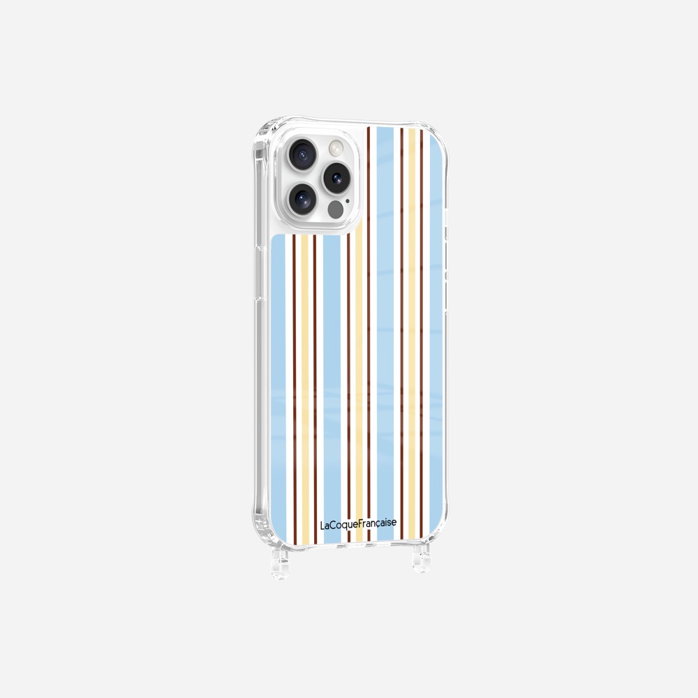 Coque Anneaux Imprimee Rayure Bleue