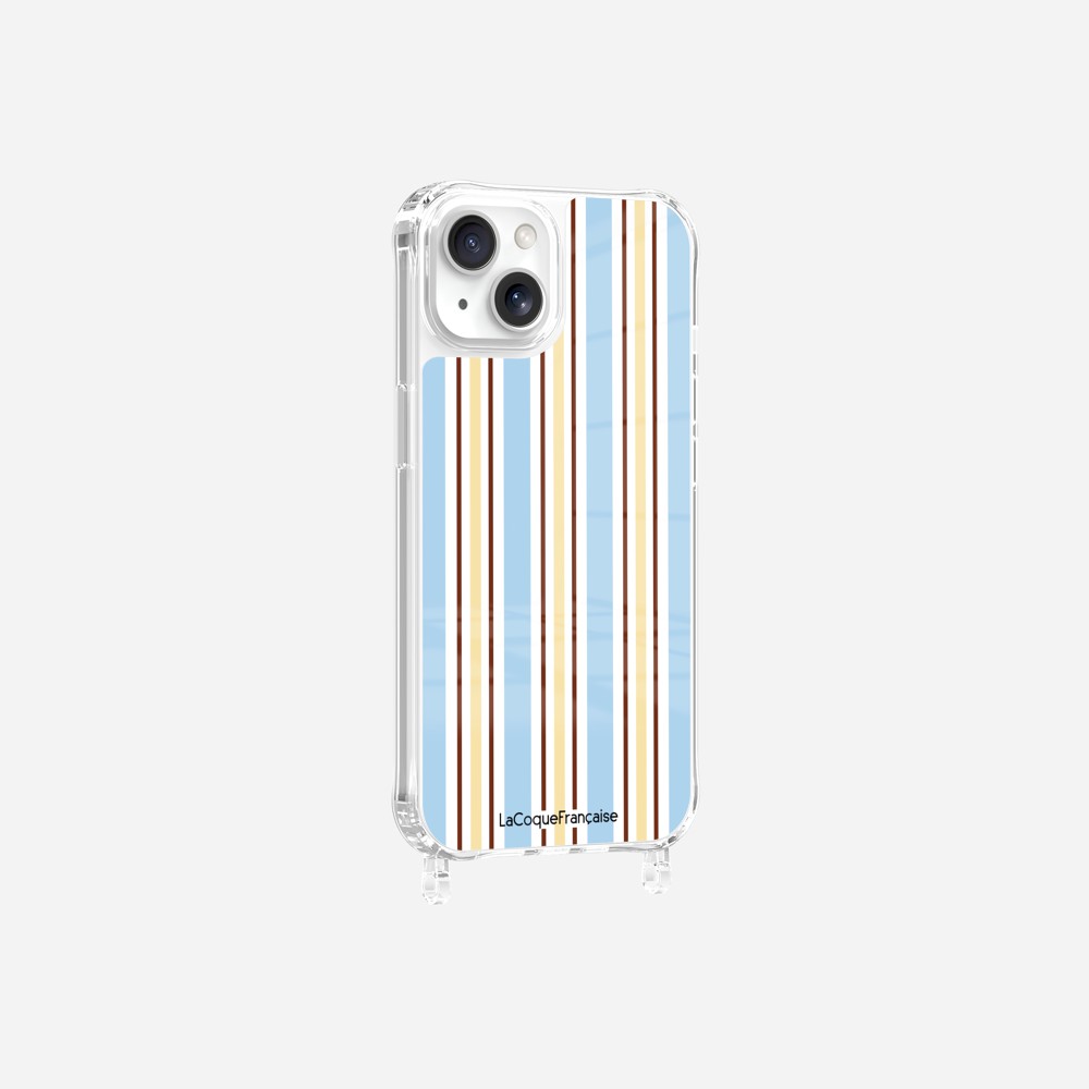 Coque Anneaux Imprimee Rayure Bleue