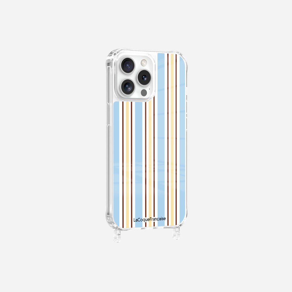 Coque Anneaux Imprimee Rayure Bleue