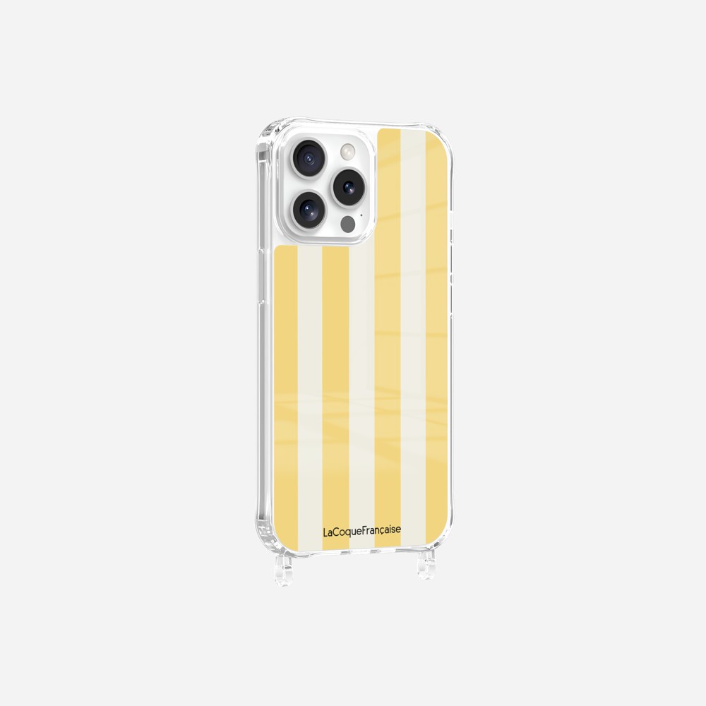 Coque Anneaux Imprimee Rayure Jaune Beige