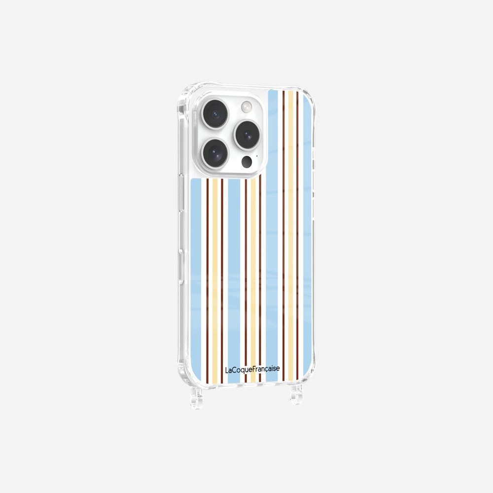 Coque Anneaux Imprimee Rayure Bleue