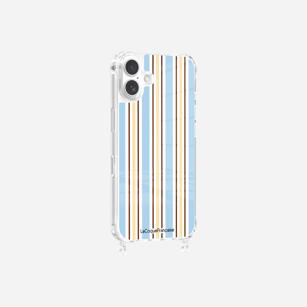 Coque Anneaux Imprimee Rayure Bleue