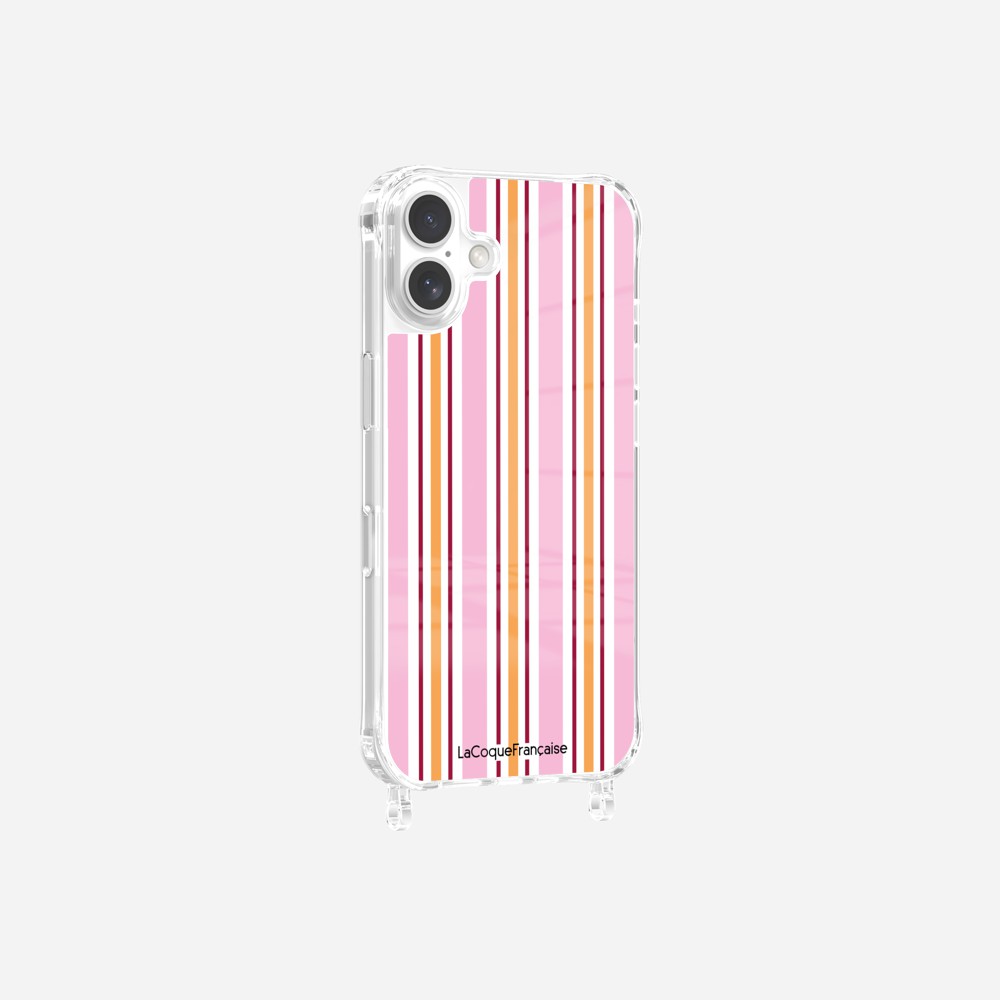 Coque Anneaux Imprimee Rayure Rose