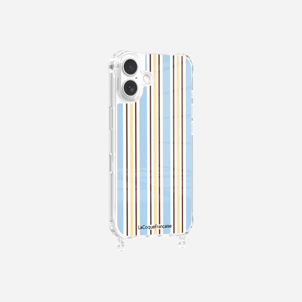Coque Anneaux Imprimee Rayure Bleue