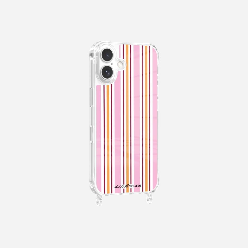 Coque Anneaux Imprimee Rayure Rose