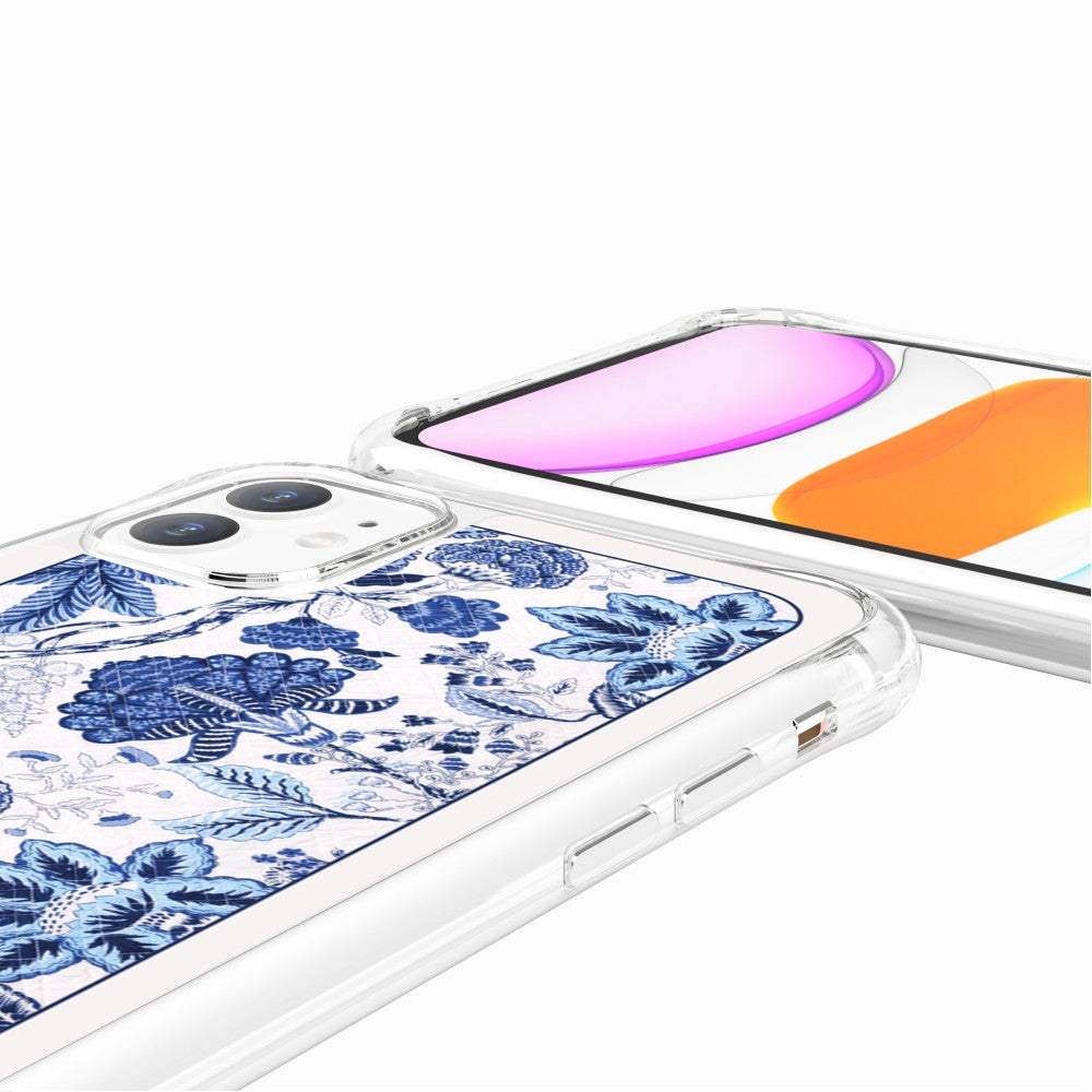 Coque Sans Anneaux Imprimee Foulard Fleurs Bleues
