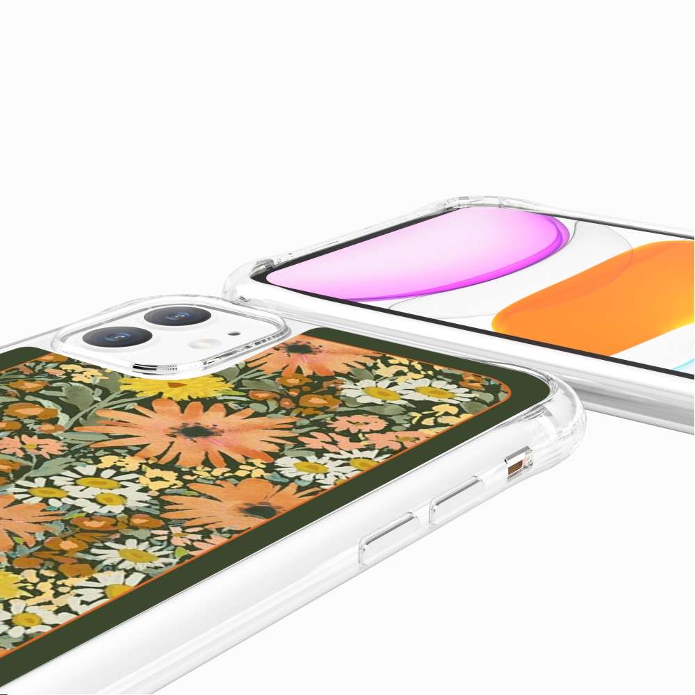 Coque Sans Anneaux Imprimee Foulard Fleurs Oranges