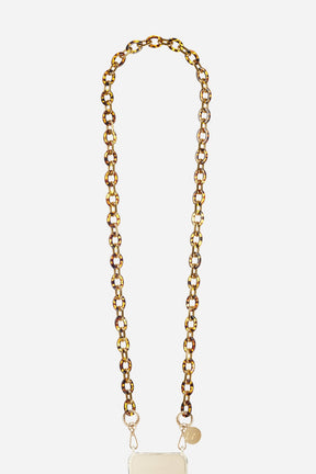 Chaine Longue Cassy Ecaille Marron 120 cm