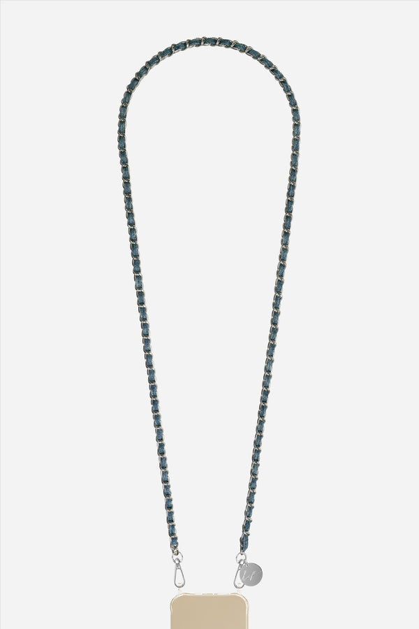 Chaine Longue Cali Bleu Dore 120 cm