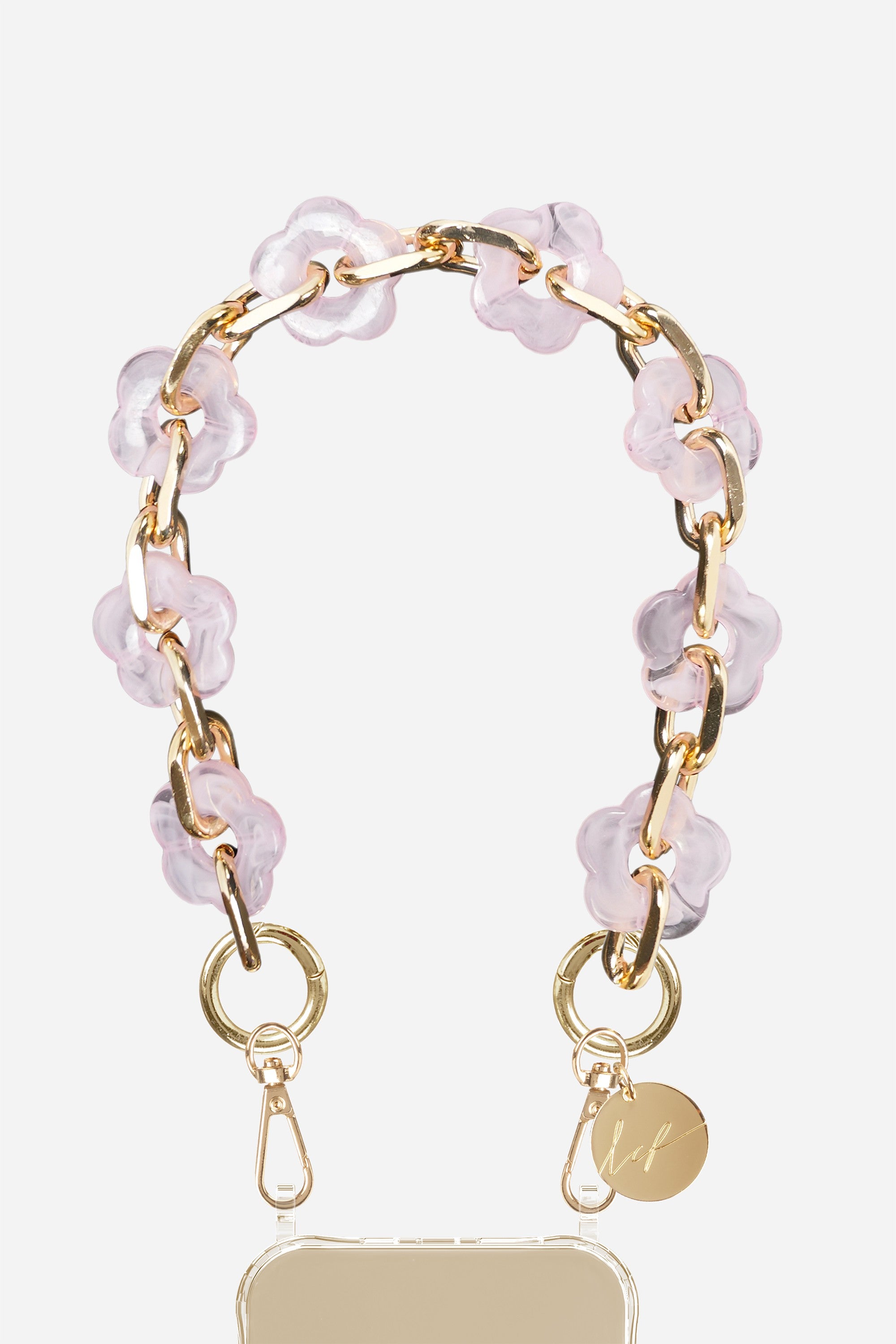 Chaine Courte Cassy Fleurs Rose 40 cm