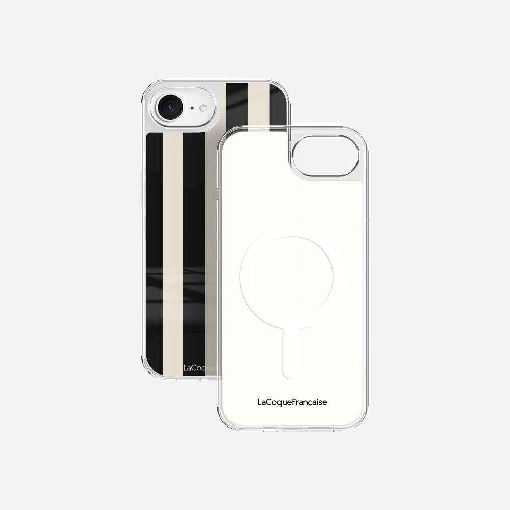 Coque Sans Anneaux Imprimee Rayure Noir Beige