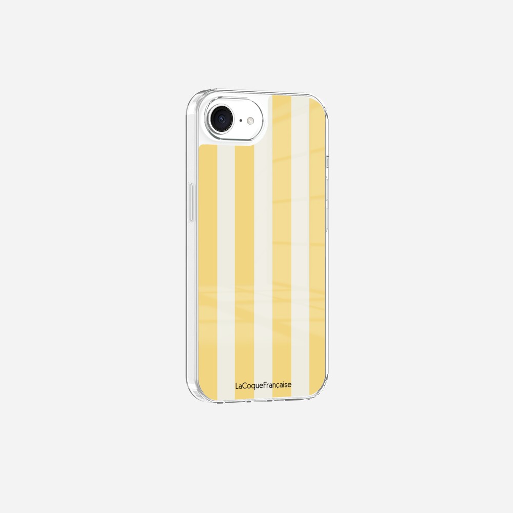 Coque Sans Anneaux Imprimee Rayure Jaune Beige