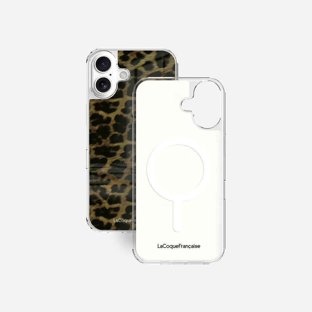 Coque Sans Anneaux Imprimee Leopard Kaki Et Noir