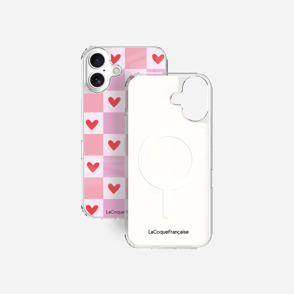 Coque Sans Anneaux Imprimee Coeur Carreau - 26