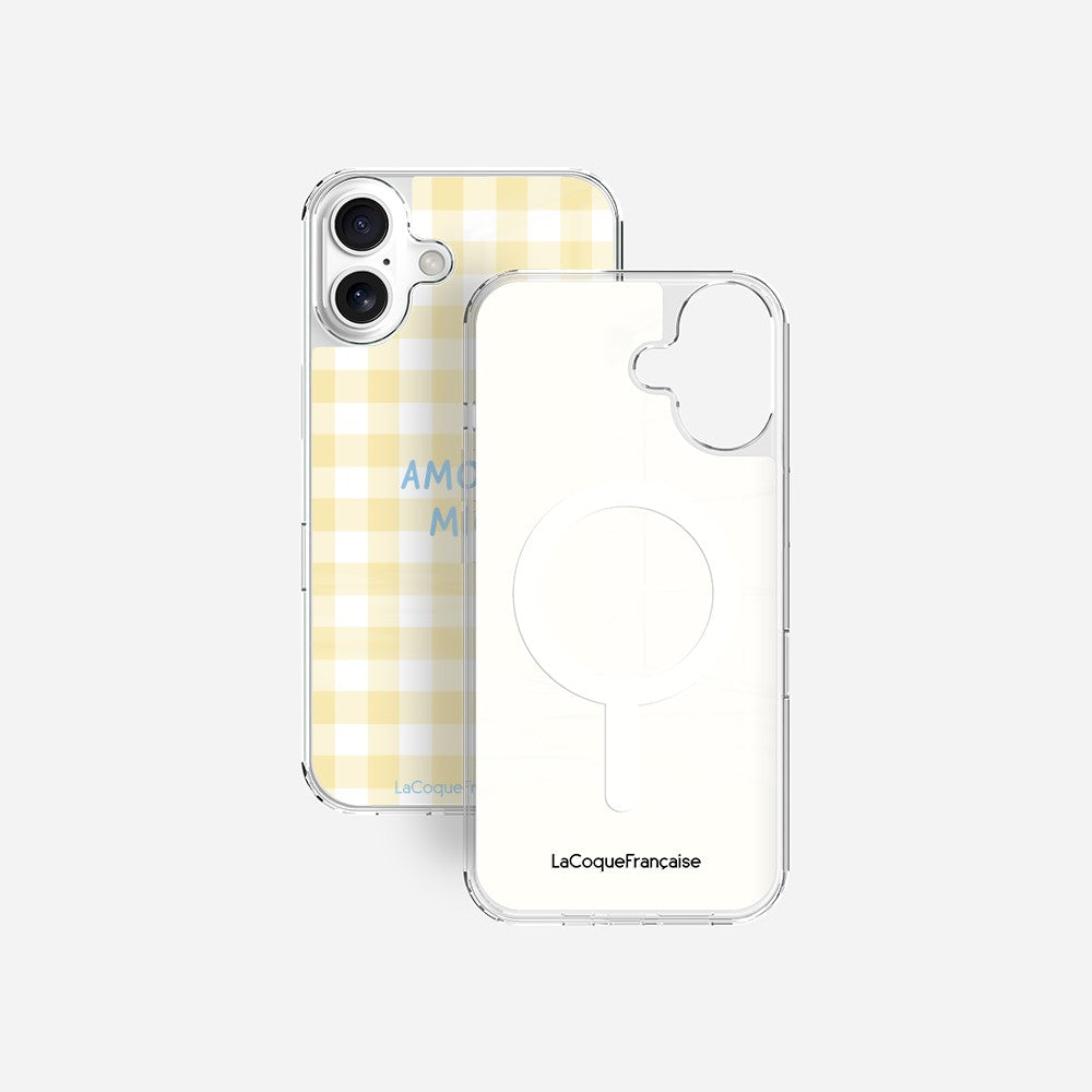 Coque Sans Anneaux Imprimee Amore Mio Vichy Jaune