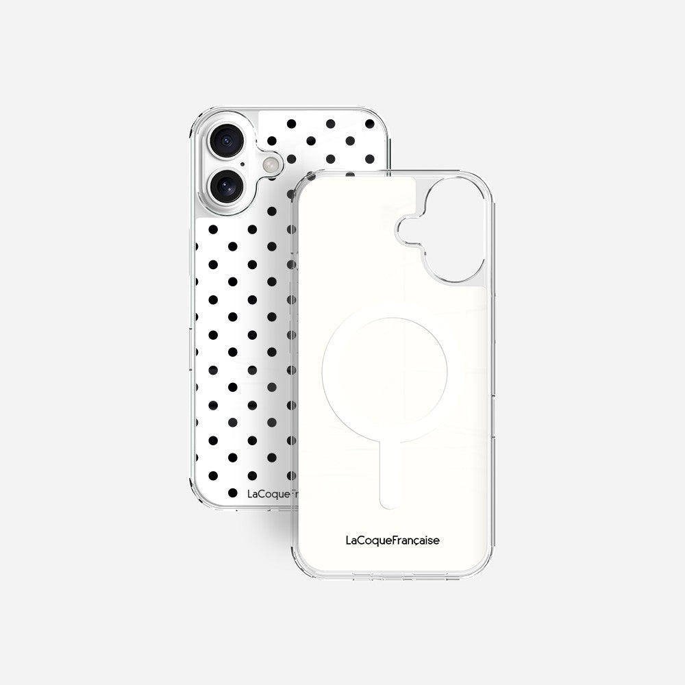 Coque Sans Anneaux Imprimee Pois Noir