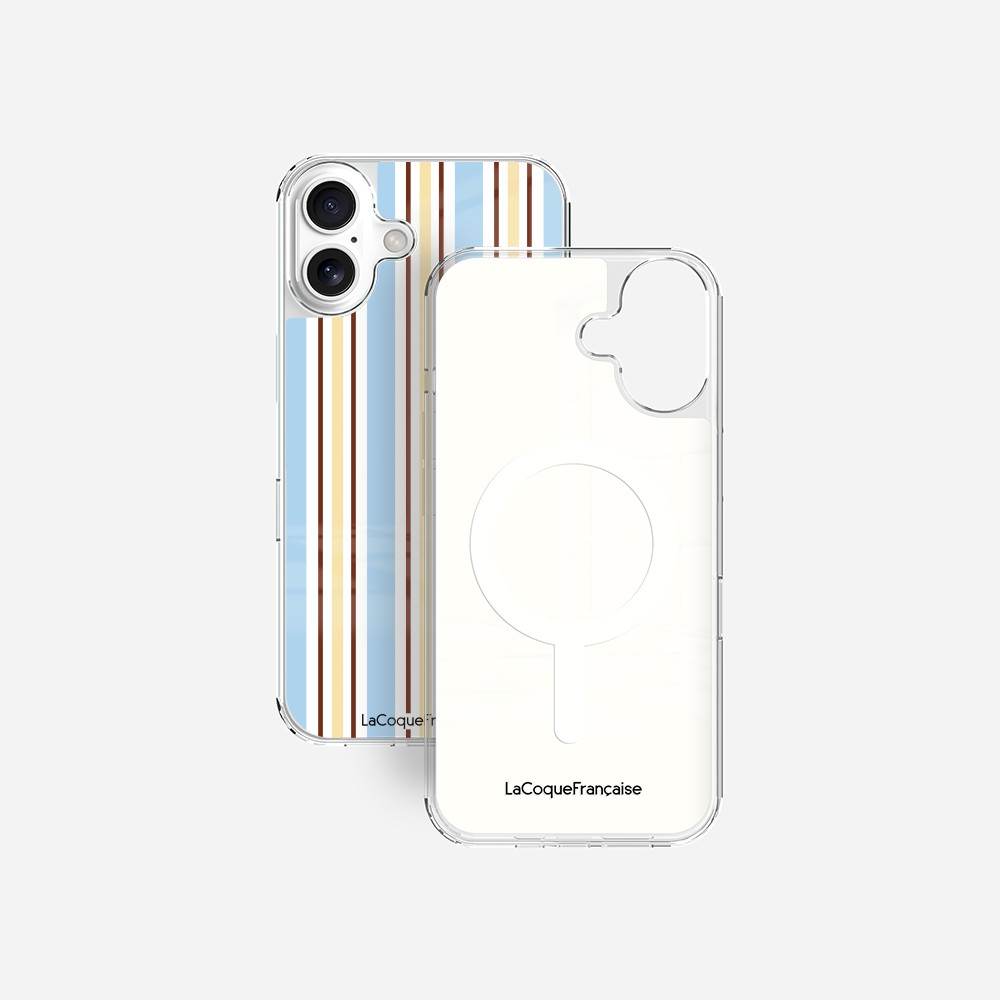 Coque Sans Anneaux Imprimee Rayure Bleue