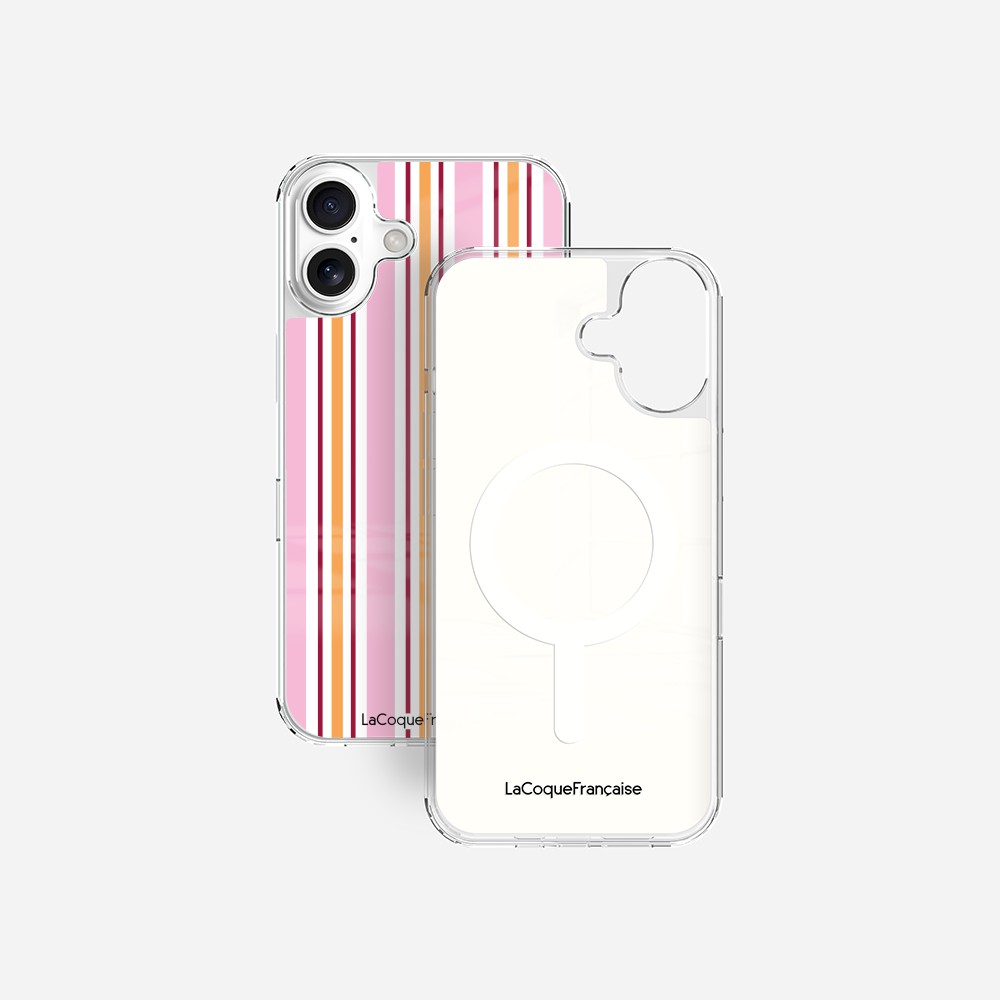 Coque Sans Anneaux Imprimee Rayure Rose