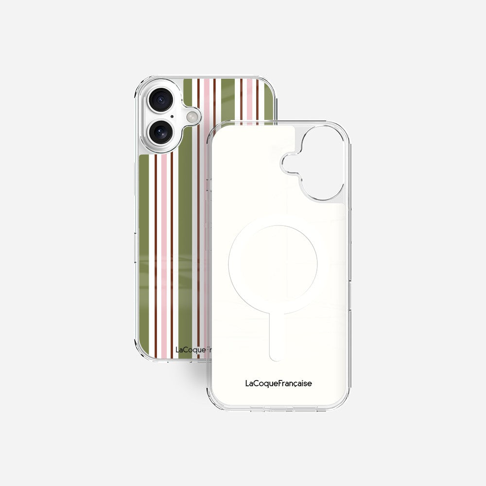 Coque Sans Anneaux Imprimee Rayure Kaki