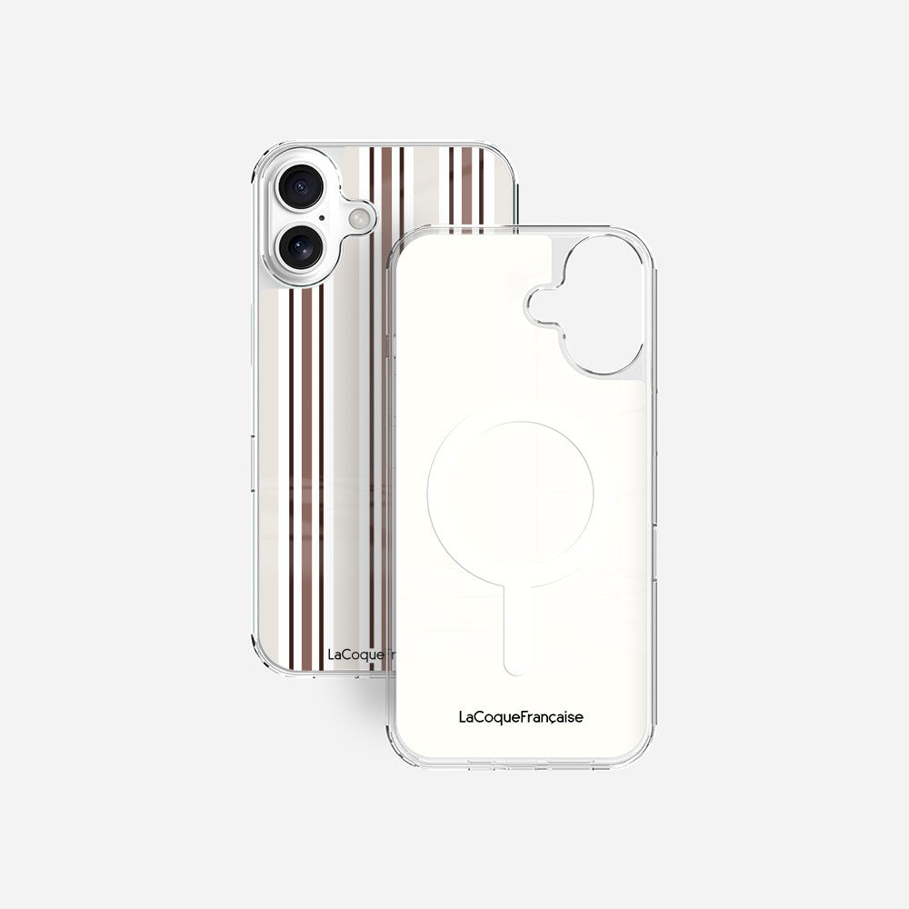 Coque Sans Anneaux Imprimee Rayure Greige