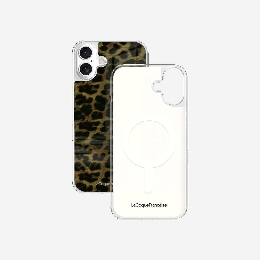 Coque Sans Anneaux Imprimee Leopard Kaki Et Noir