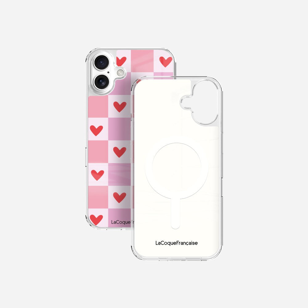 Coque Sans Anneaux Imprimee Coeur Carreau - 27