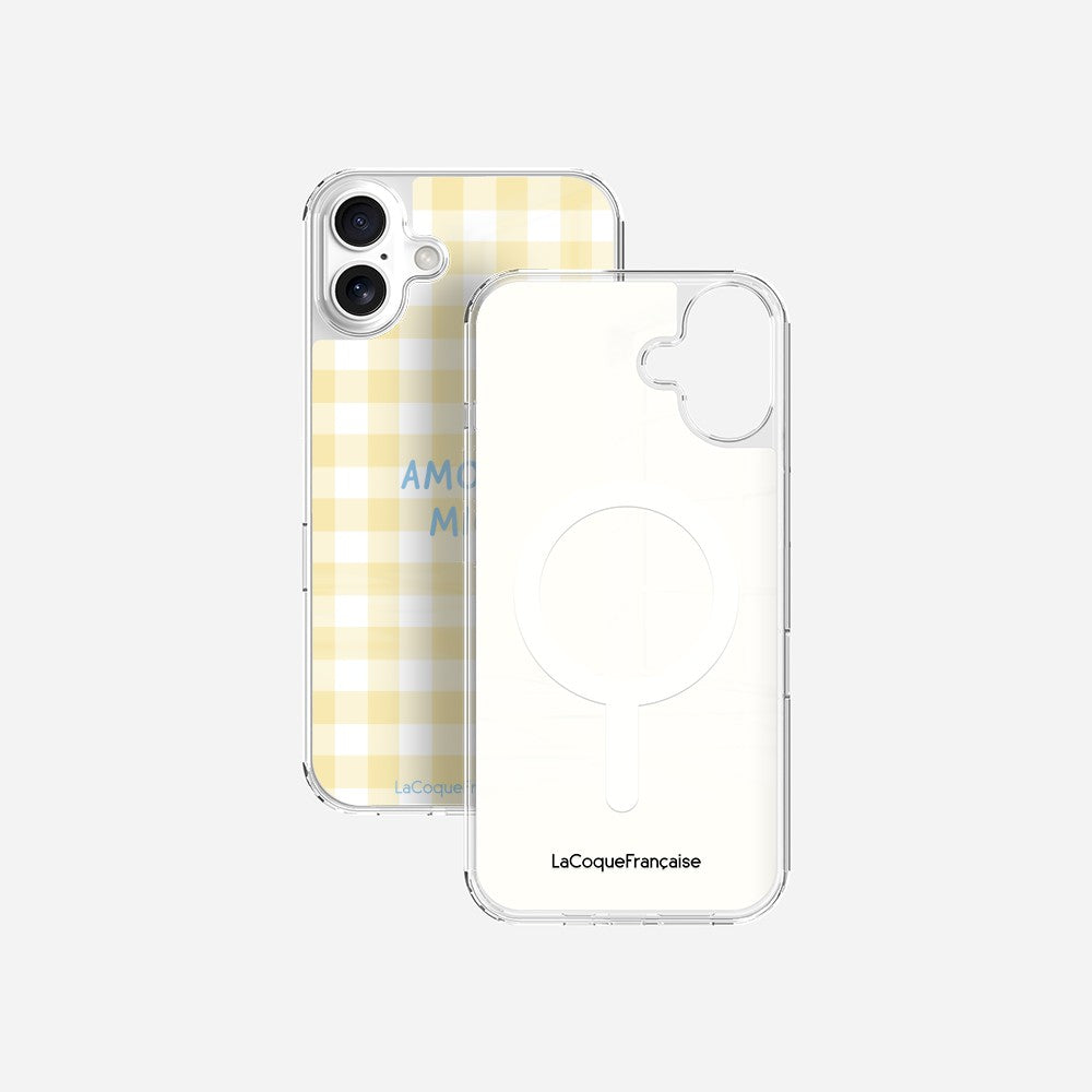 Coque Sans Anneaux Imprimee Amore Mio Vichy Jaune