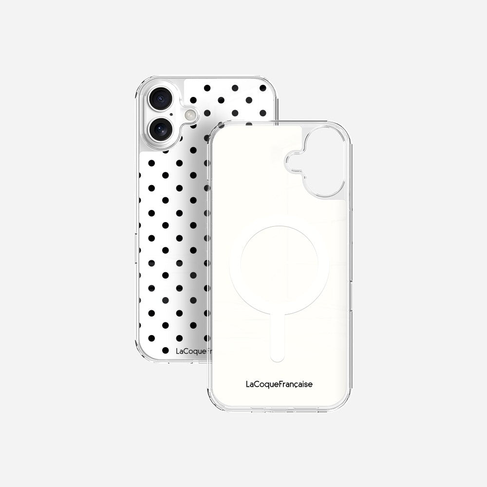 Coque Sans Anneaux Imprimee Pois Noir