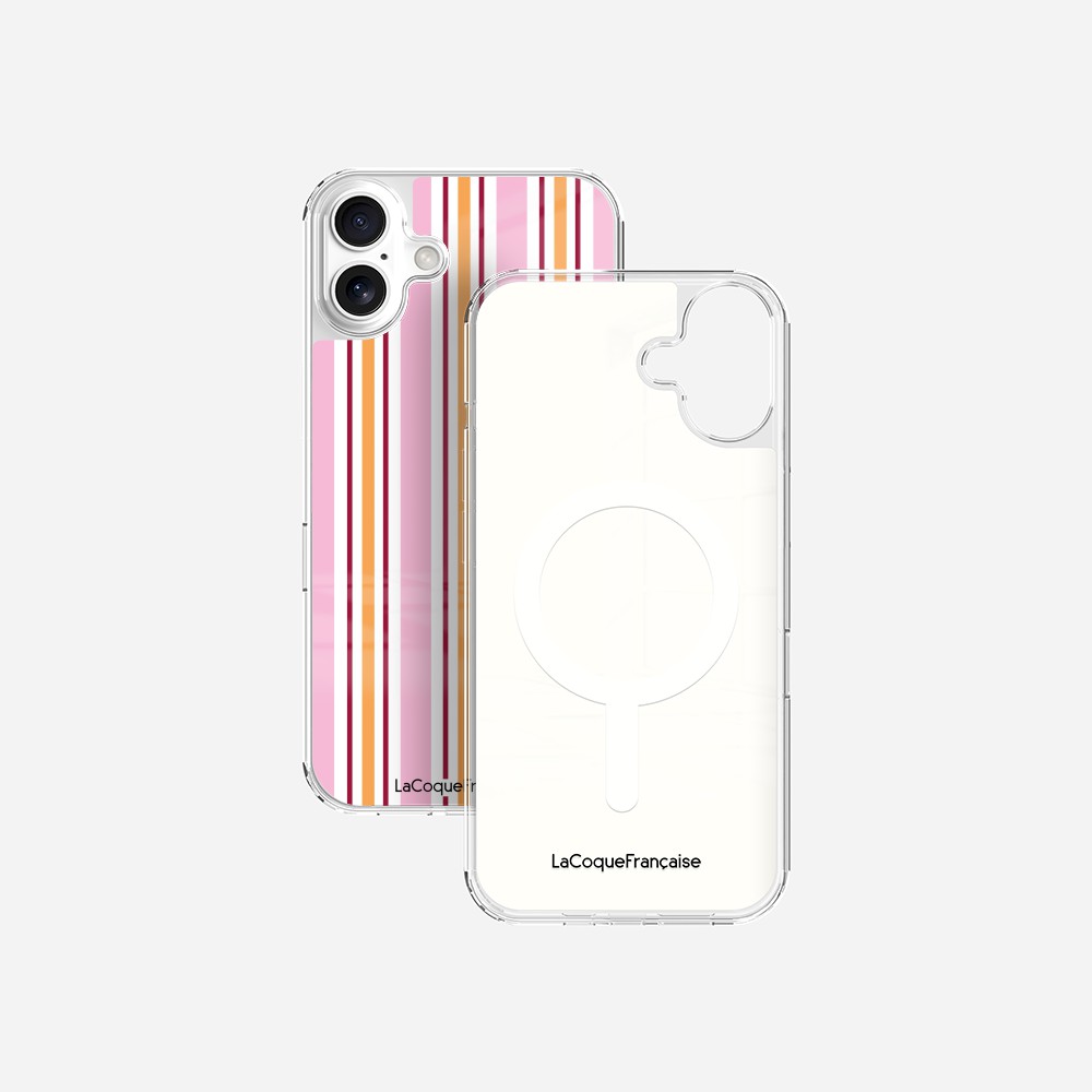 Coque Sans Anneaux Imprimee Rayure Rose