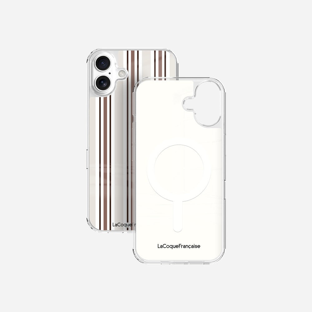 Coque Sans Anneaux Imprimee Rayure Greige
