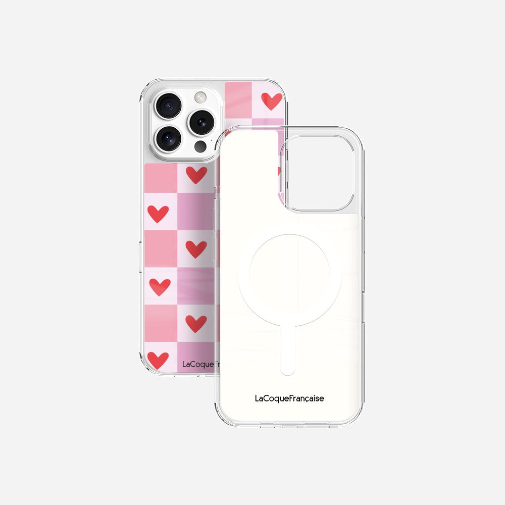 Coque Sans Anneaux Imprimee Coeur Carreau - 25