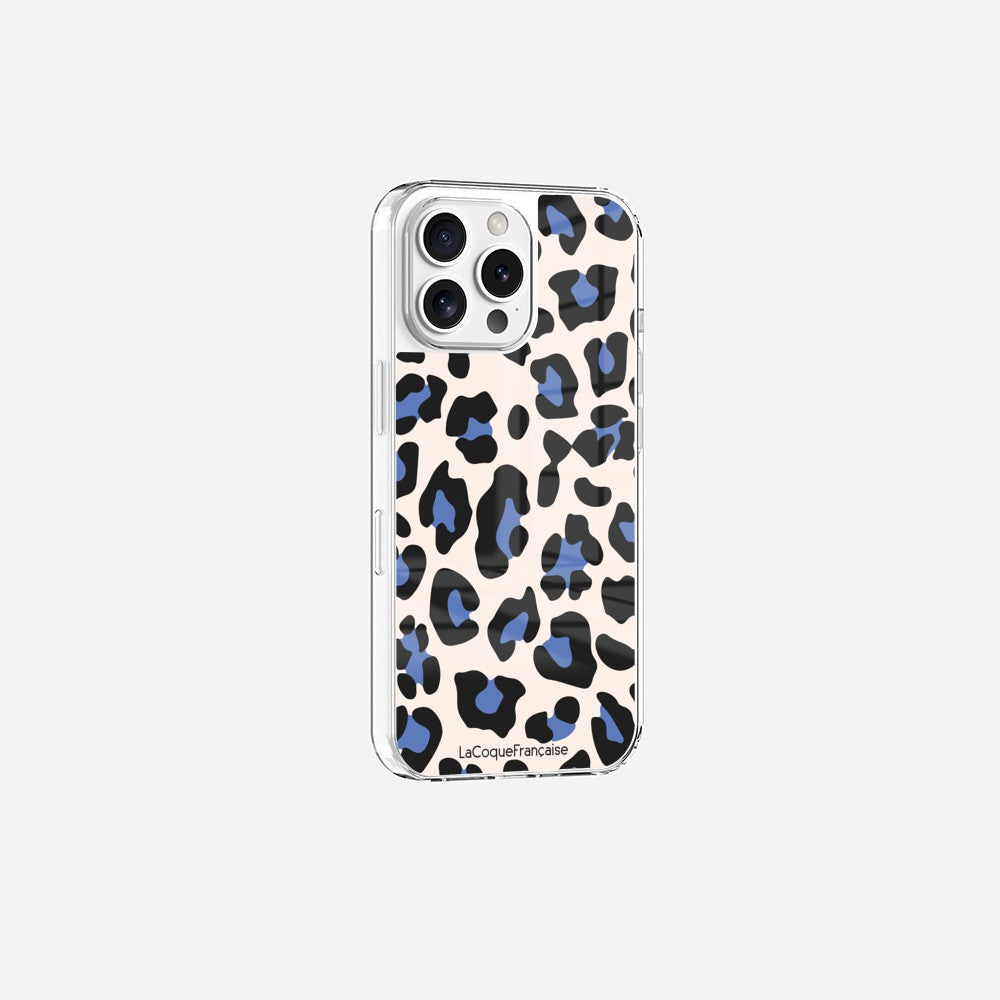 Coque Sans Anneaux Imprimee Leopard Beige Et Bleu
