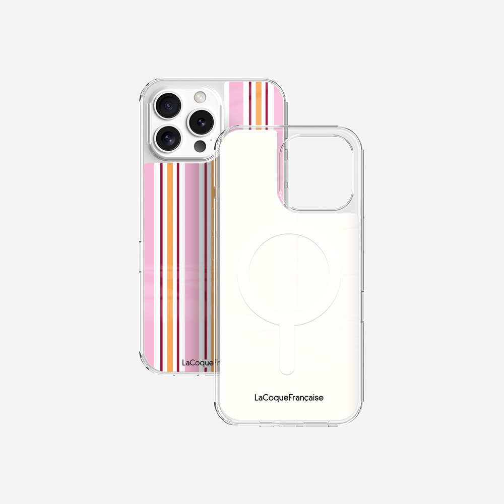 Coque Sans Anneaux Imprimee Rayure Rose