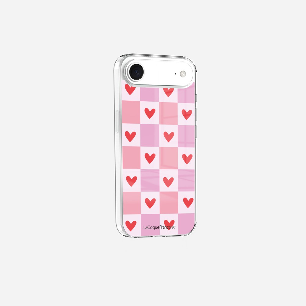 Coque Sans Anneaux Imprimee Coeur Carreau