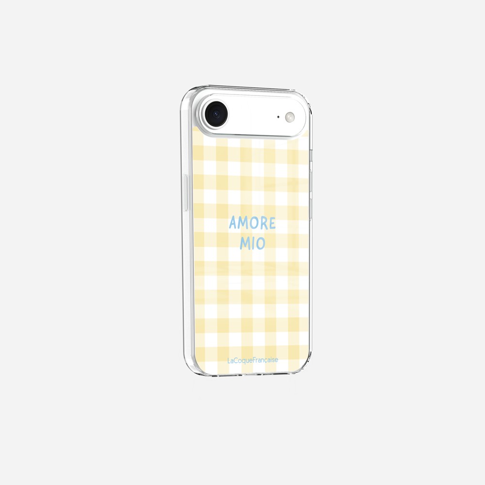 Coque Sans Anneaux Imprimee Amore Mio Vichy Jaune