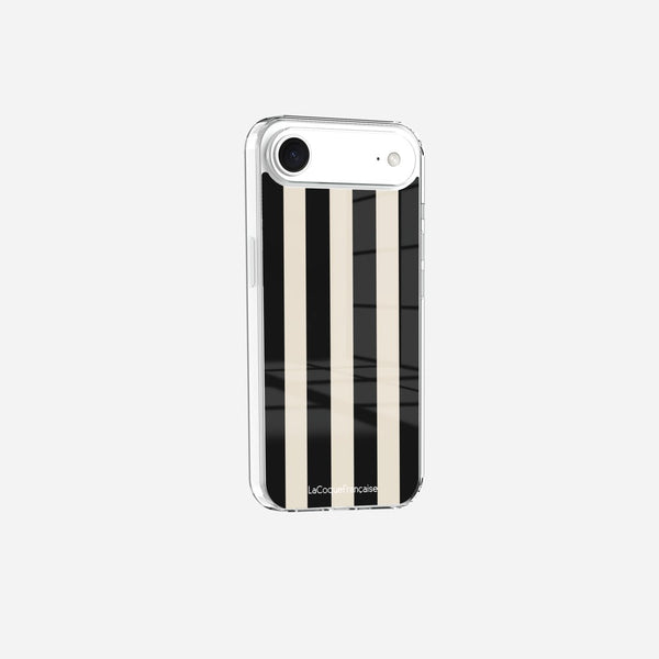 Coque Sans Anneaux Imprimee Rayure Noir Beige