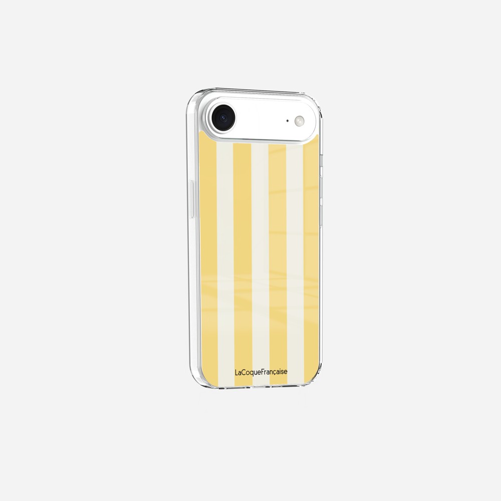 Coque Sans Anneaux Imprimee Rayure Jaune Beige