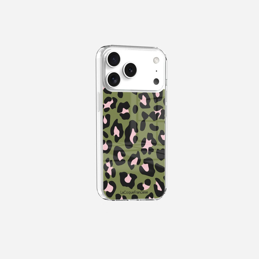 Coque Sans Anneaux Imprimee Leopard Kaki Et Rose - 4