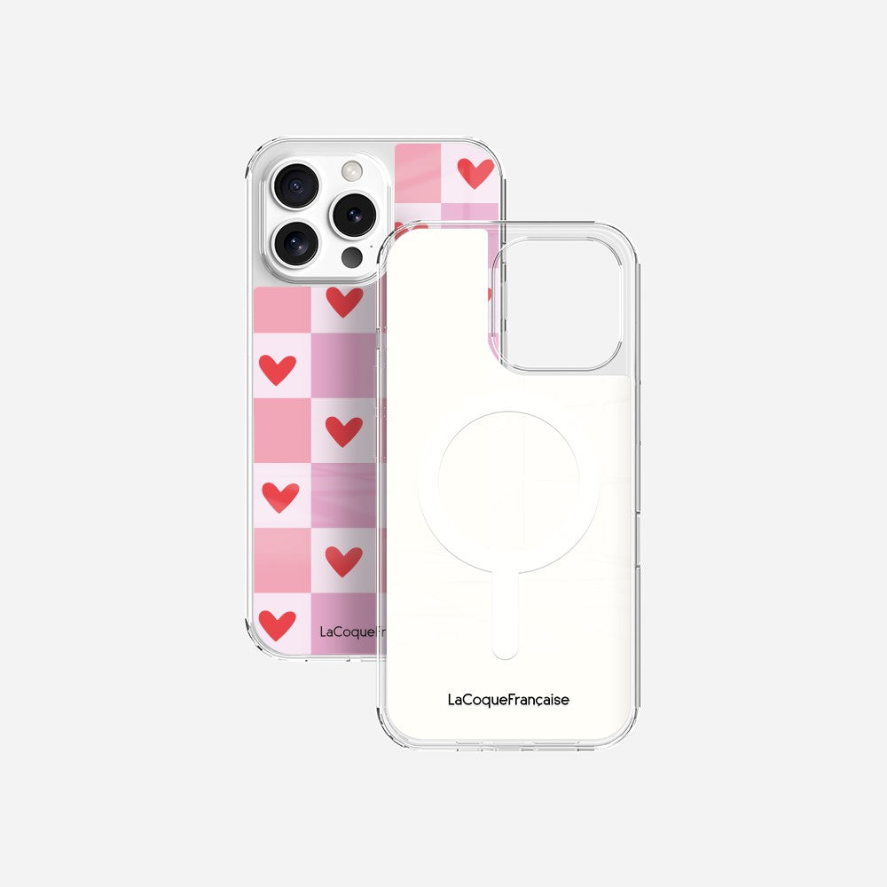 Coque Sans Anneaux Imprimee Coeur Carreau - 29
