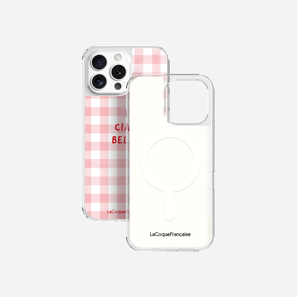 Coque Sans Anneaux Imprimee Ciao Bella Vichy Rose