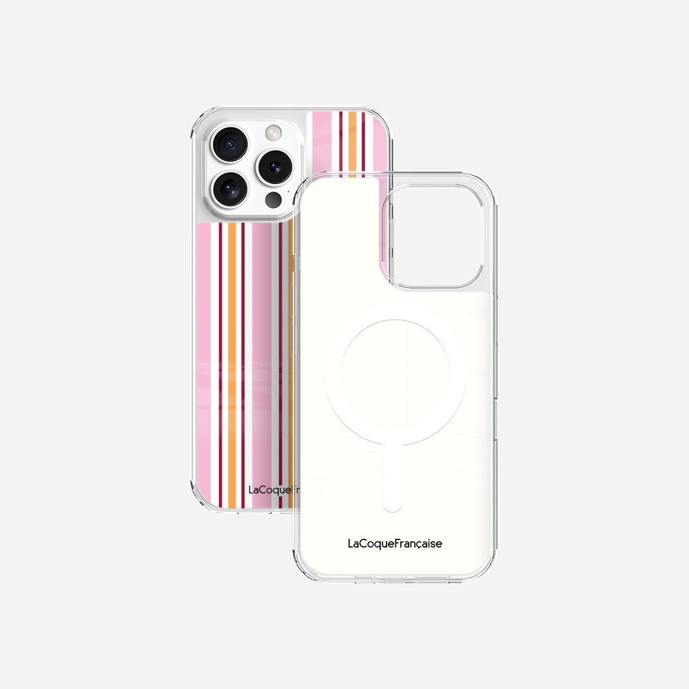 Coque Sans Anneaux Imprimee Rayure Rose