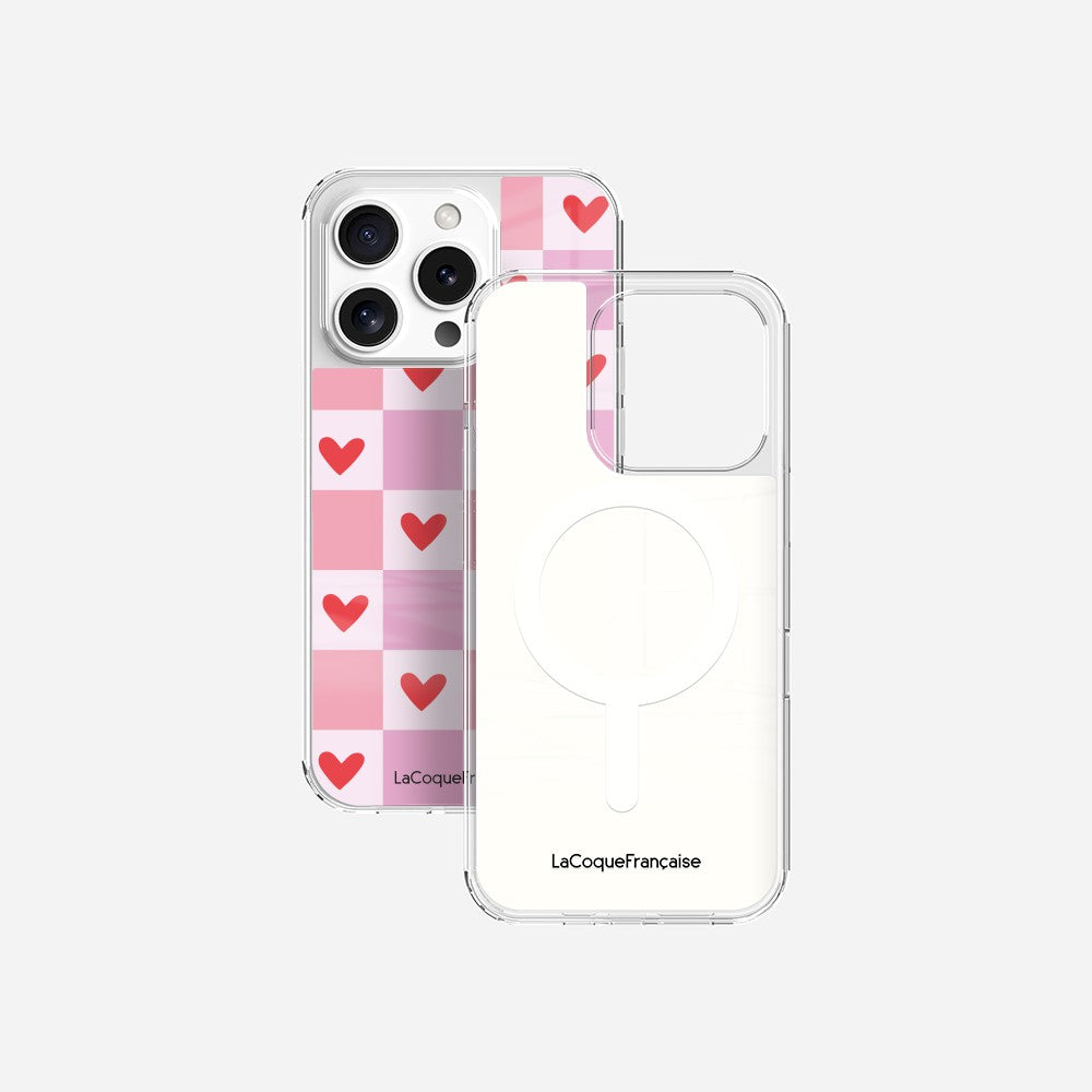 Coque Sans Anneaux Imprimee Coeur Carreau - 28