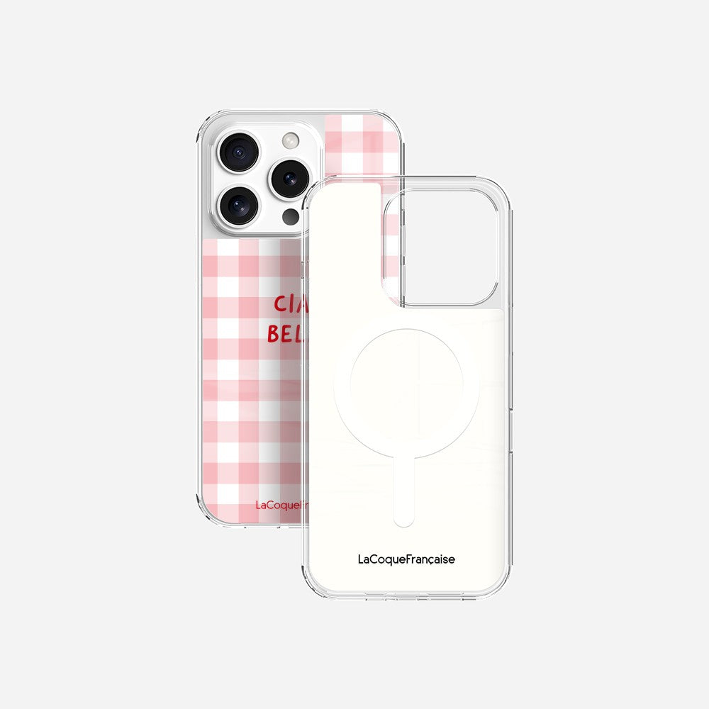 Coque Sans Anneaux Imprimee Ciao Bella Vichy Rose
