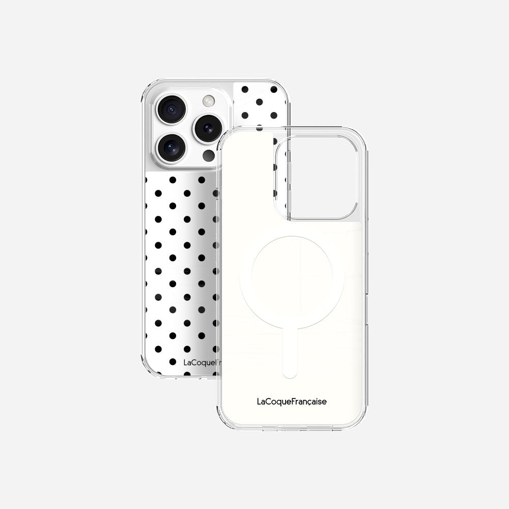 Coque Sans Anneaux Imprimee Pois Noir